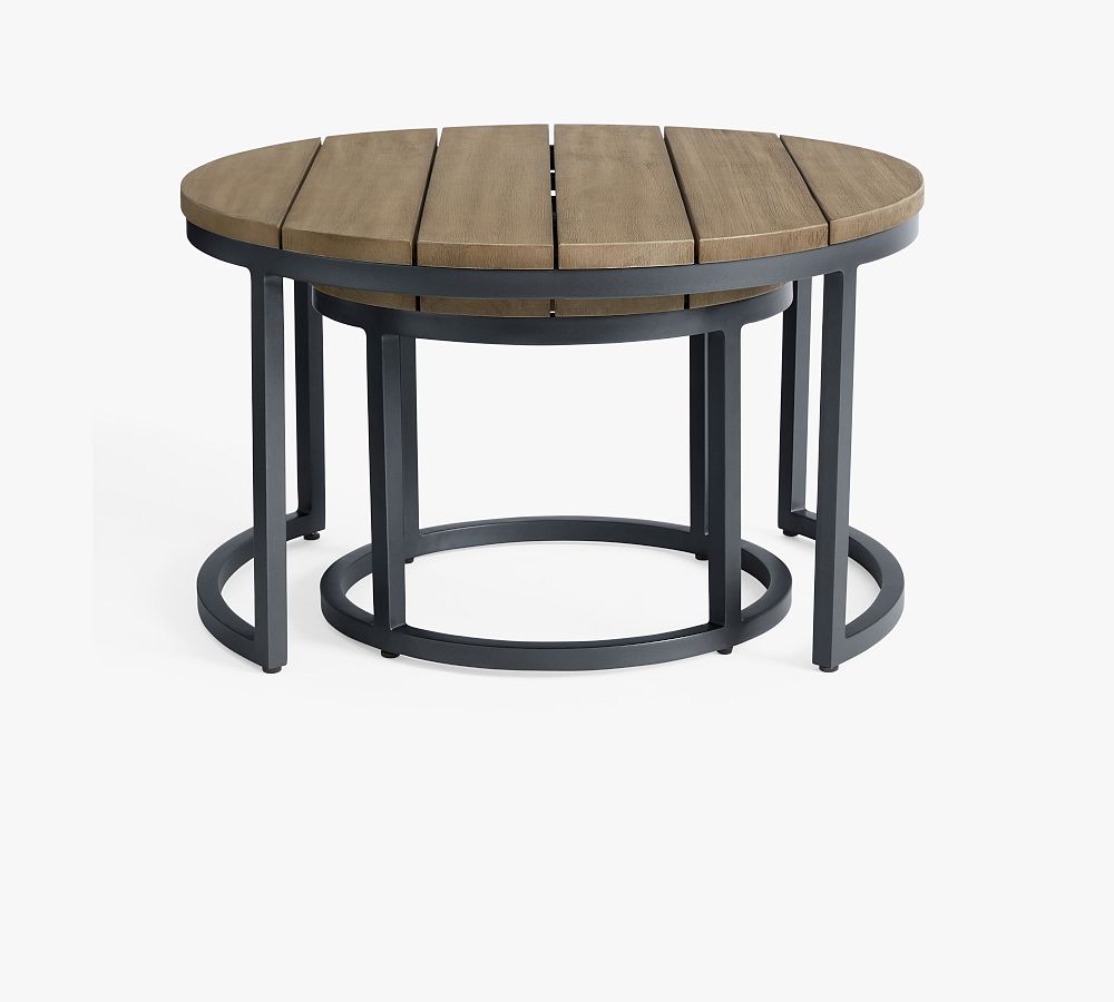 Open Box: Indio FSC&#174; Mahogany &amp; Metal Round Nesting Outdoor Coffee Table