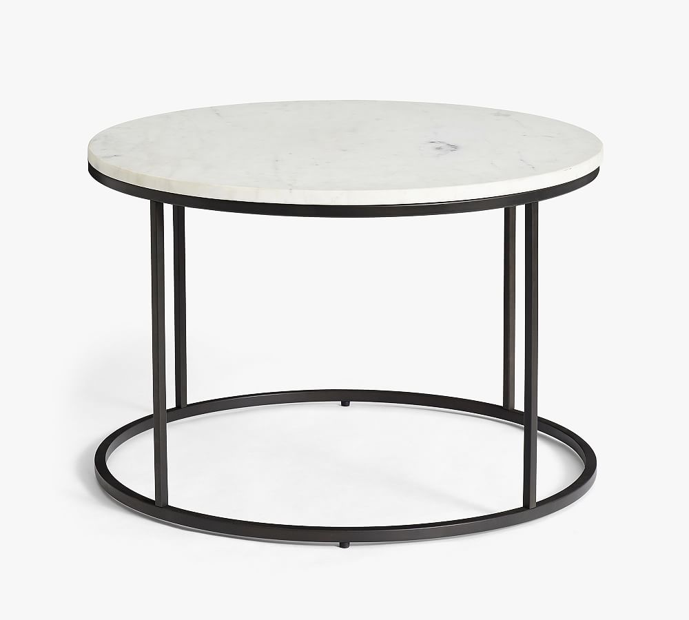 Open Box: Delaney 25&quot; Round Marble Coffee Table, Bronze