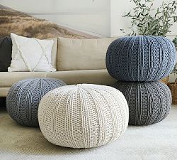 Handknit Cotton Sweater Pouf