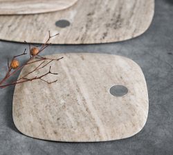 Beige Handcarved Marble Cheese Boards - Set of 3