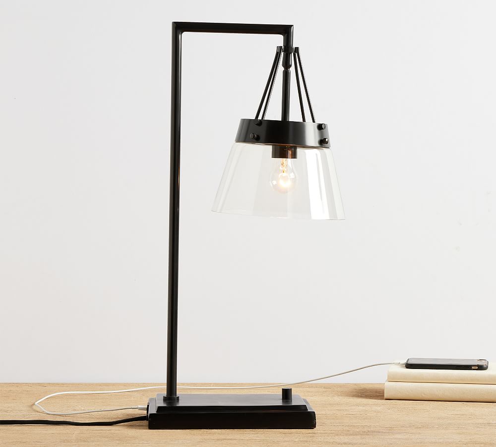 Caldwell Recycled Glass USB Table Lamp (24&quot;)