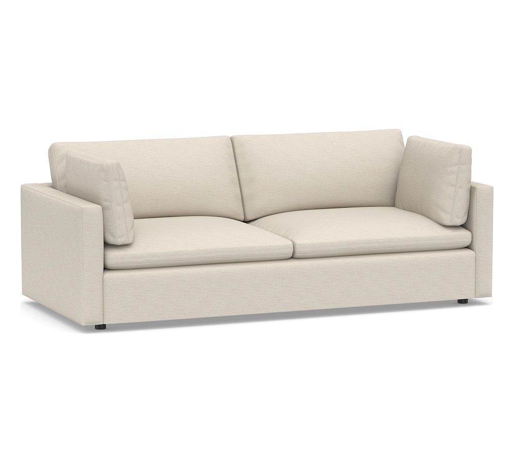 Open Box: Bolinas Sofa 90&quot;, Down Blend Wrapped Cushions, Performance Slub Cotton Stone