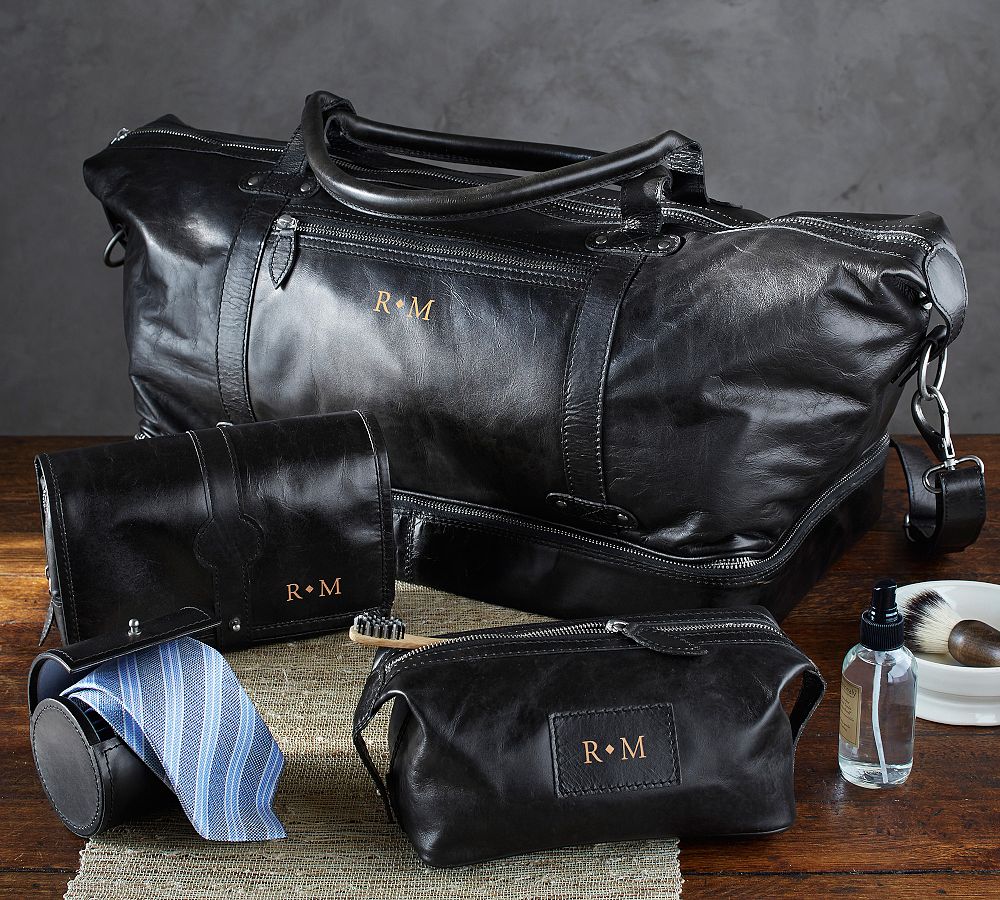 Personalized Saddle Leather Travel Collection - Black