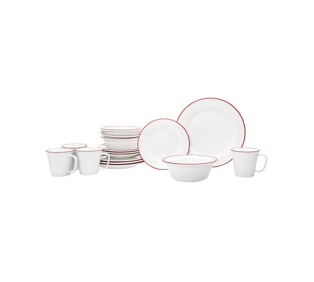 Porcelain Bistro Dinnerware Set, Set of 16