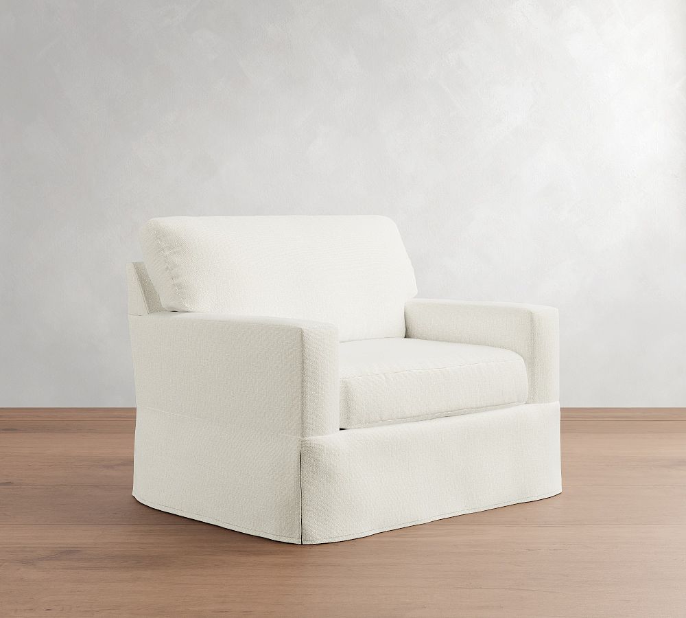 Buchanan Modern Square Arm Slipcovered Chair and a Half