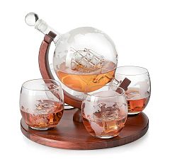Handblown World Decanter and Glasses Gift Set