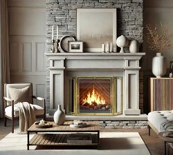 Floating Glass Tri Panel Fireplace Screen