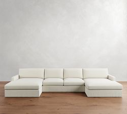 Westwood Slim Arm Slipcovered Double Chaise Sectional (173&quot;&ndash;185&quot;)