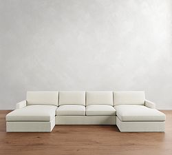 Westwood Slim Arm Slipcovered Double Chaise Sectional (173&quot;&ndash;185&quot;)