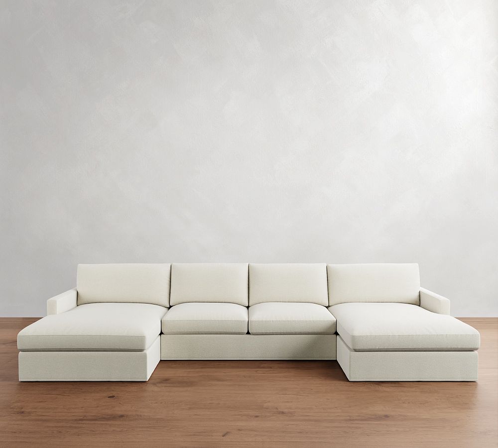 Westwood Slim Arm Slipcovered Double Chaise Sectional (173&quot;&ndash;185&quot;)