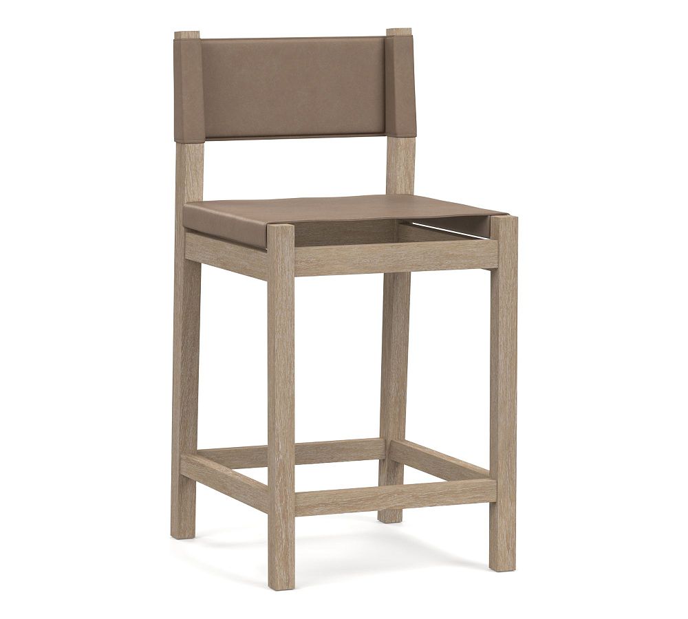 Open Box: Segura Leather Counter Height Bar Stool, Seadrift Frame, Legacy Taupe