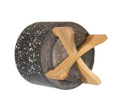 Terrazzo Planters on Wooden Stand, Dark Gray