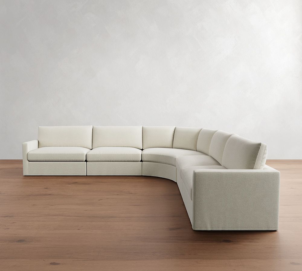 Westwood Slim Arm Slipcovered 5-Piece Curved Wedge Sectional (148&quot;)