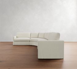 Westwood Slim Arm Slipcovered 4-Piece Curved Wedge Sectional (148&quot;)