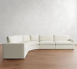 Westwood Slim Arm Slipcovered 4-Piece Curved Wedge Sectional (148&quot;)