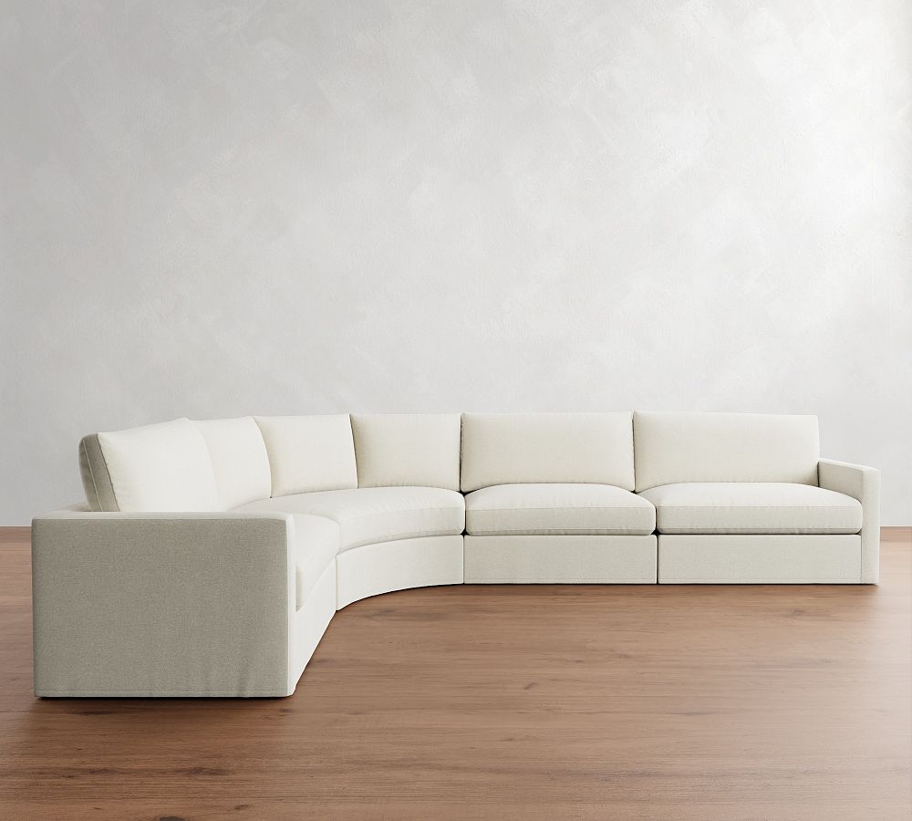 Westwood Slim Arm Slipcovered 4-Piece Curved Wedge Sectional (148&quot;)