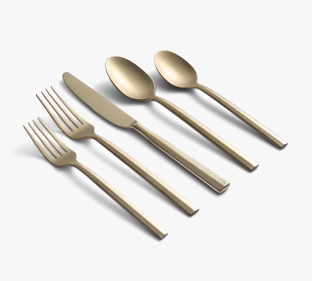 Aero 20-Piece Flatware - Set of 20 - Tumbled Champagne