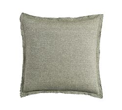 Open Box: Belgian Flax Linen Double Flange Sham, Euro Set of 3 - Dark Green