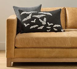 Beaded Bat Embroidered Lumbar Pillow