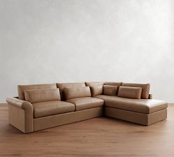 Westwood Roll Arm Deep Seat Leather Return Bumper Sectional (125&quot;-137&quot;)
