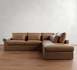 Westwood Roll Arm Deep Seat Leather Return Bumper Sectional (125&quot;-137&quot;)