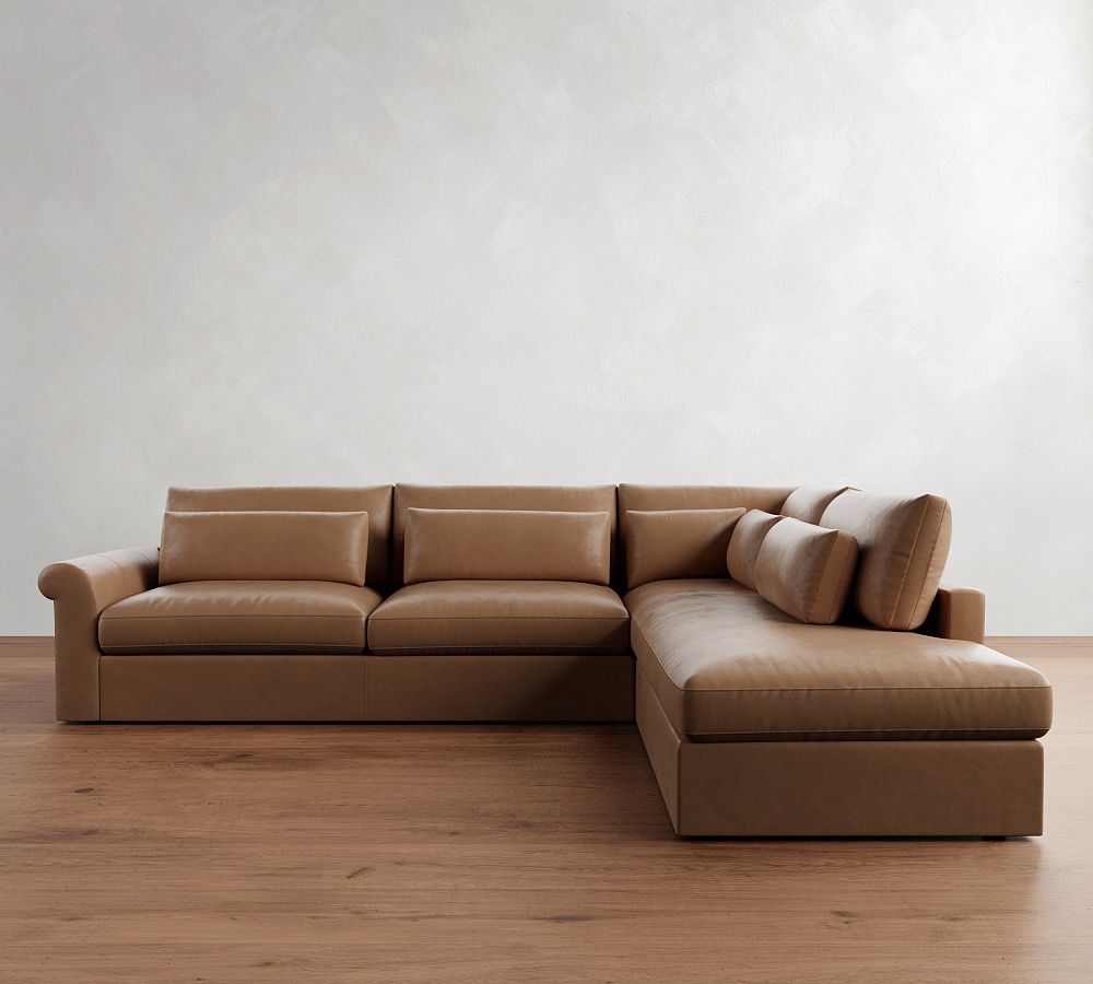 Westwood Roll Arm Deep Seat Leather Return Bumper Sectional (125&quot;-137&quot;)