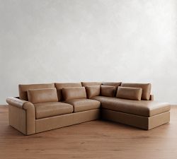 Westwood Roll Arm Deep Seat Leather Return Bumper Sectional (125&quot;-137&quot;)