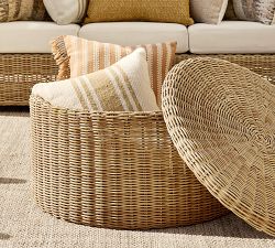 Huntington Wicker Round Outdoor Coffee Table with Storage (34&quot;)
