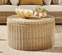 Huntington Wicker Round Outdoor Coffee Table with Storage (34&quot;)