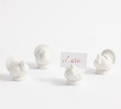 Figural Turkey Stoneware Place Card Holders - Set of 4