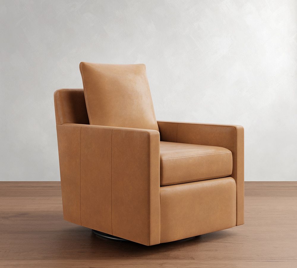 Ayden Square Arm Leather Swivel Glider