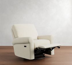 PB Comfort Modern Roll Arm Manual &amp; Power Swivel Glider Recliner