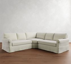 York Roll Arm Slipcovered 3-Piece L-Shaped Wedge Sectional (103&quot;)