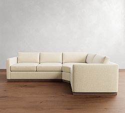 Carmel Slim Arm Wood Base 3-Piece Wedge Sectional (120&quot;)
