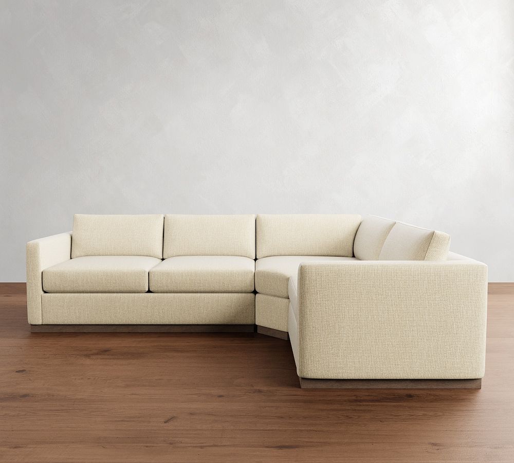 Carmel Slim Arm Wood Base 3-Piece Wedge Sectional (120&quot;)