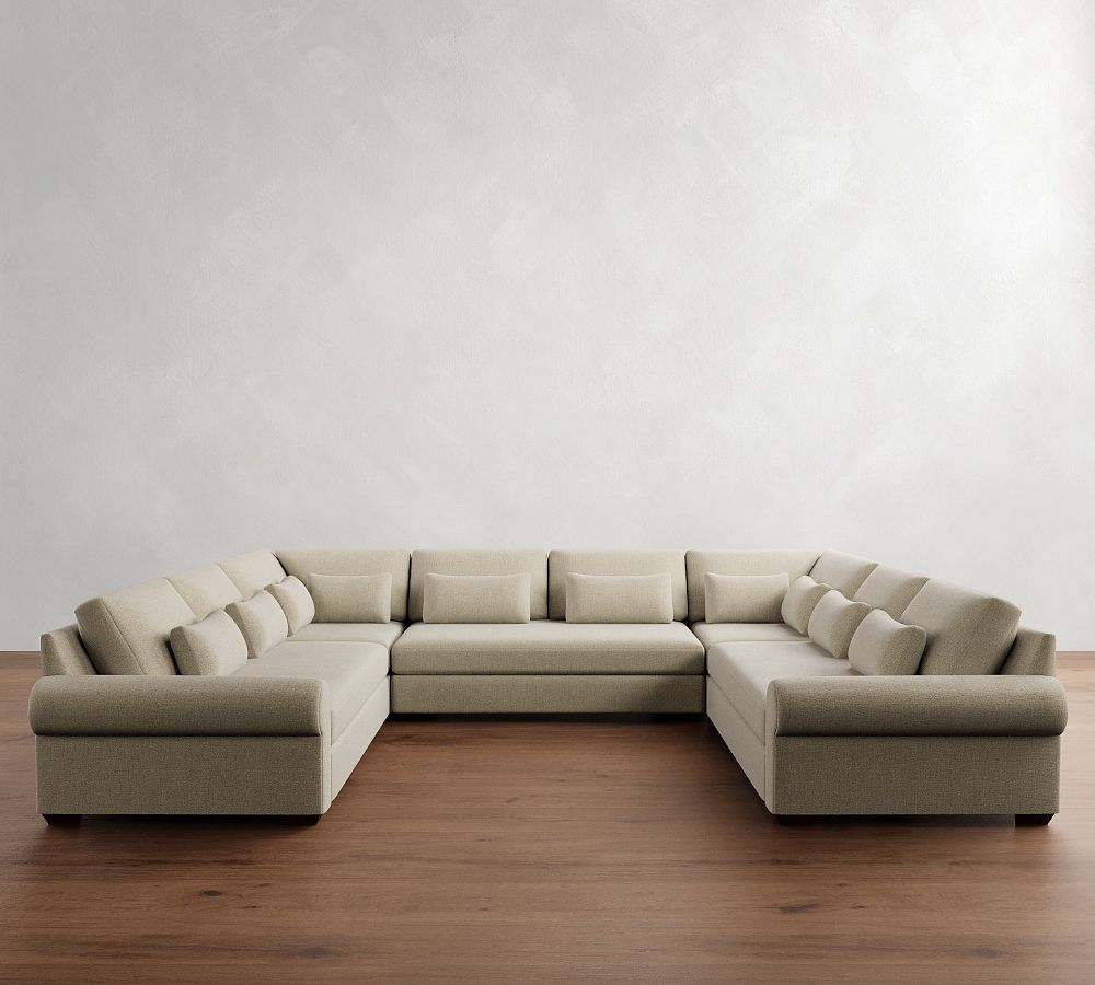 Big Sur Roll Arm Deep Seat Leather U-Shaped Sectional (157&quot;&ndash;190&quot;)
