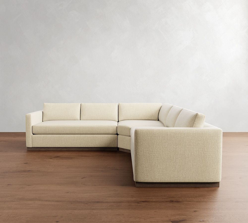 Carmel Slim Arm Wood Base 3-Piece L-Shaped Wedge Sectional (120&quot;)