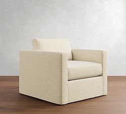 Carmel Slim Arm Slipcovered Swivel Chair