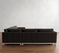 Jake Leather Seadrift Wood Base 3-Piece L-Shaped Sectional (108&quot;-111&quot;)