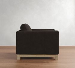 Jake Leather Seadrift Wood Base Chair