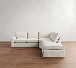 Pearce Square Arm Slipcovered 3-Piece Bumper Sectional (121&quot;)