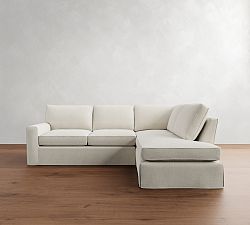 Pearce Square Arm Slipcovered Return Bumper Sectional (113&quot;&ndash;140&quot;)