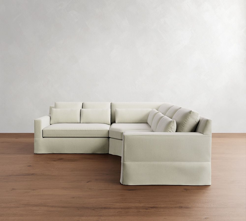 York Square Arm Deep Seat Slipcovered 3-Piece L-Shaped Wedge Sectional (108&quot;)