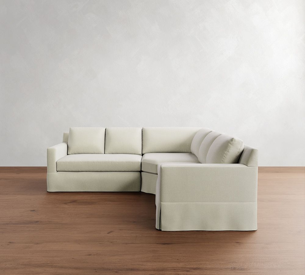 York Square Arm Slipcovered 3-Piece L-Shaped Wedge Sectional (102&quot;)