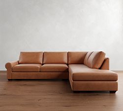 Big Sur Roll Arm Leather Return Bumper Sectional (115&quot;&ndash;148&quot;)