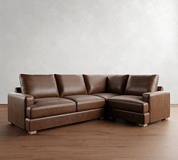 Canyon Square Arm Leather 3-Piece Sectional (119&quot;)