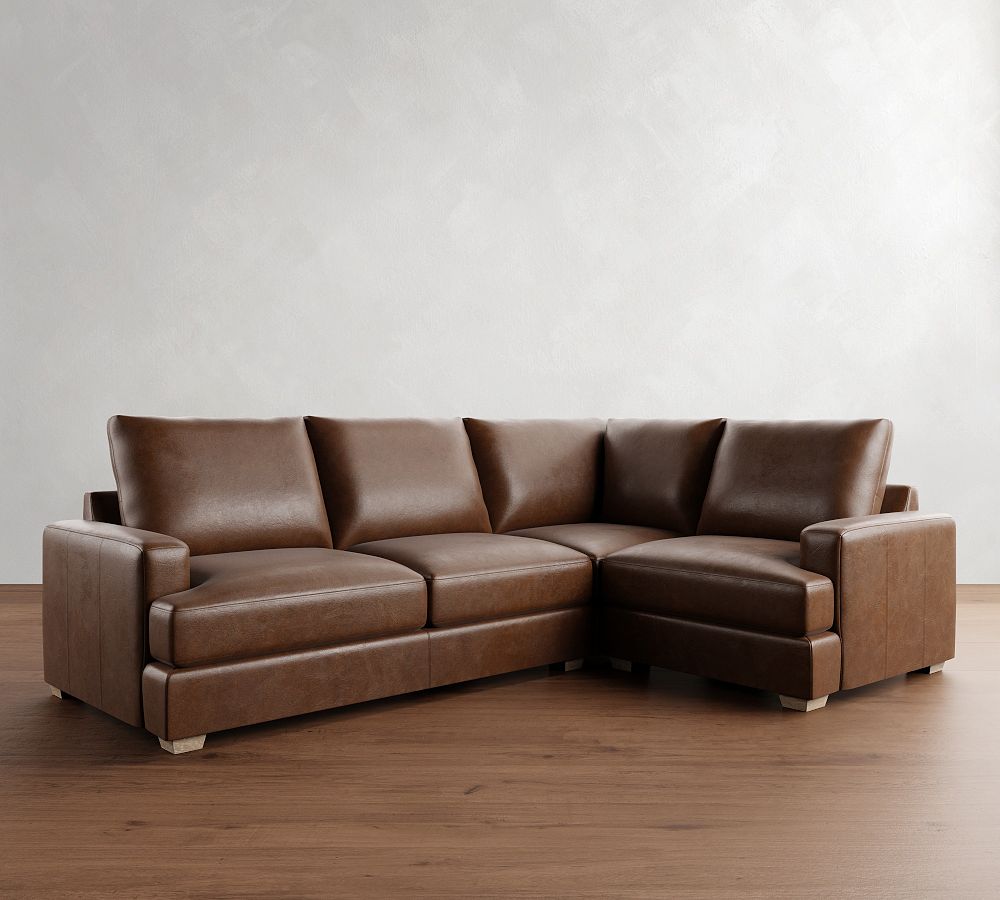 Canyon Square Arm Leather 3-Piece Sectional (119&quot;)