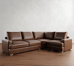 Canyon Square Arm Leather 3-Piece Wedge Sectional (127&quot;)