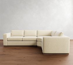 Carmel Wide Arm Wood Base 3-Piece Wedge Sectional (123&quot;)