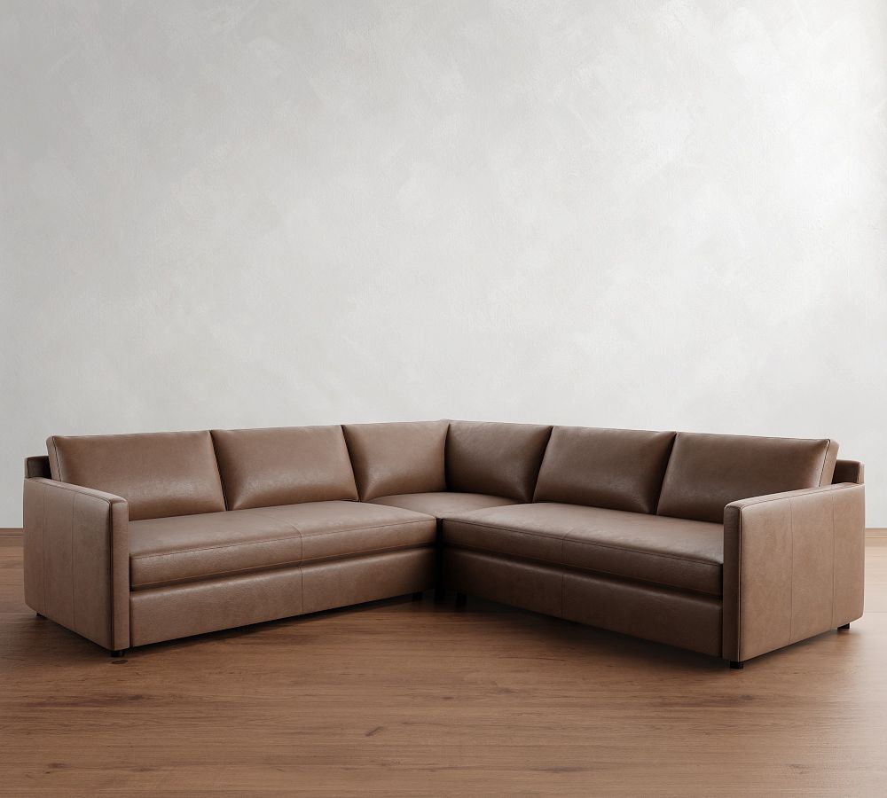 Pacifica Slim Arm Leather 3-Piece L-Shaped Sectional (106&quot;)